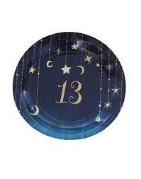 13TH BIRTHDAY CAKE PLATES - STARRY NIGHT