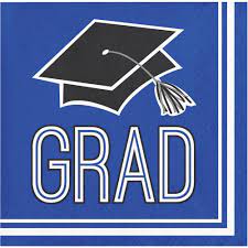 Blue Congrats Grad School Spirit Beverage Napkin