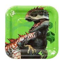 JURASSIC WORLD 7" SQUARE PAPER PLATES