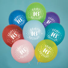 16th Birthday Latex Balloons