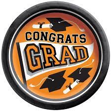 Orange 8.5" Congrats Grad Paper Plates