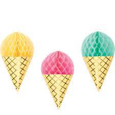 PASTEL ICE CREAM HONEYCOMB DECORATIONS