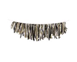 BLACK, GOLD AND SILVER METALLIC FRINGE GARLAND