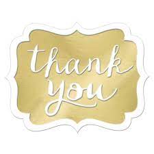 GOLD & WHITE THANK YOU STICKERS