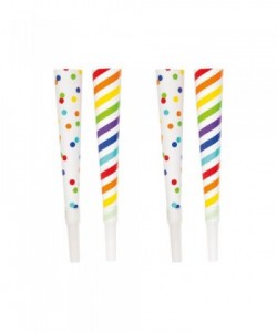 Rainbow Stripe & Polka Dot Party Horns