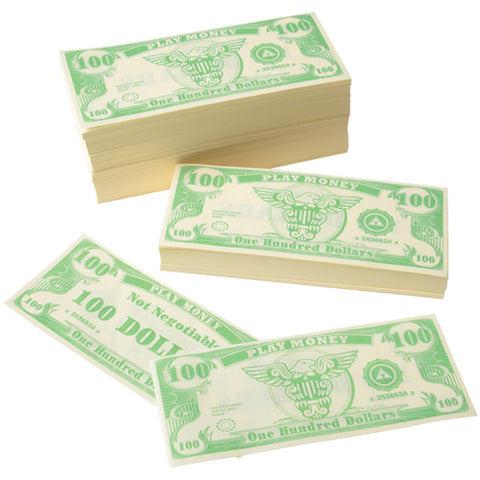 PLAY MONEY - PAPER $100           1000 PIECES/PKG