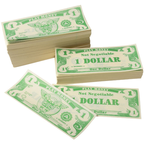 PLAY MONEY - PAPER $1           1000 PIECES/PKG