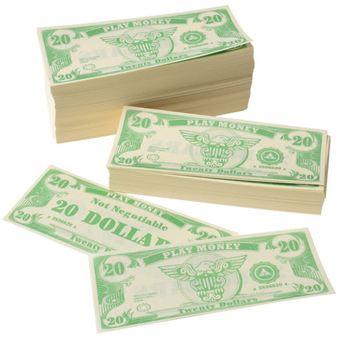 PLAY MONEY - PAPER $20           1OOO PIECES/PKG