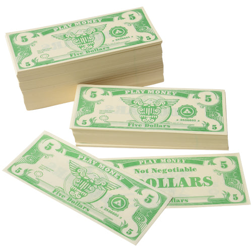 PLAY MONEY - PAPER $5           1000 PIECES/PKG