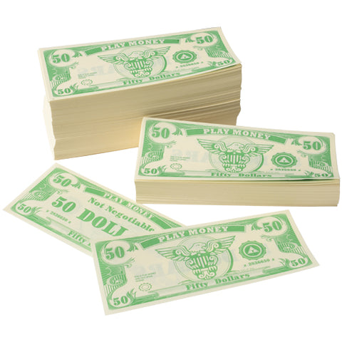 PLAY MONEY - PAPER $50           1000 PIECES/PKG