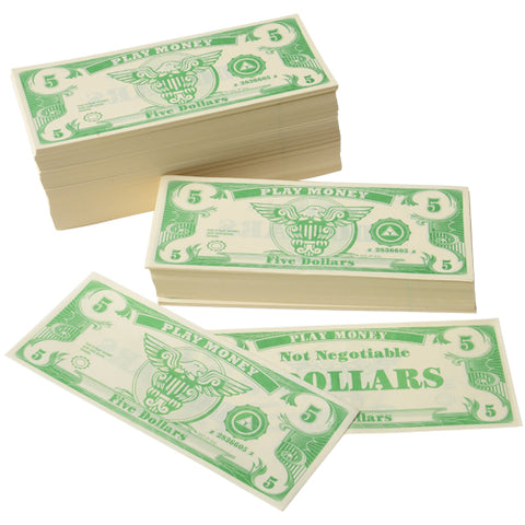 PLAY MONEY - PAPER $5           1000 PIECES/PKG