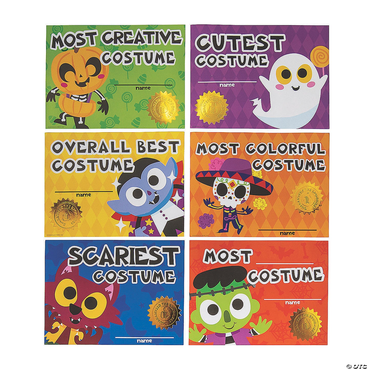 HALLOWEEN COSTUME AWARD CERTIFICATES
