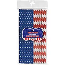 Patriotic Metallic Paper Straws