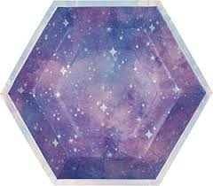 Purple Galaxy 9" Hexagonal Paper Plates