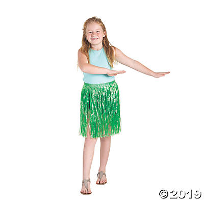 Kiddie Artificial Green Grass Hula Skirt