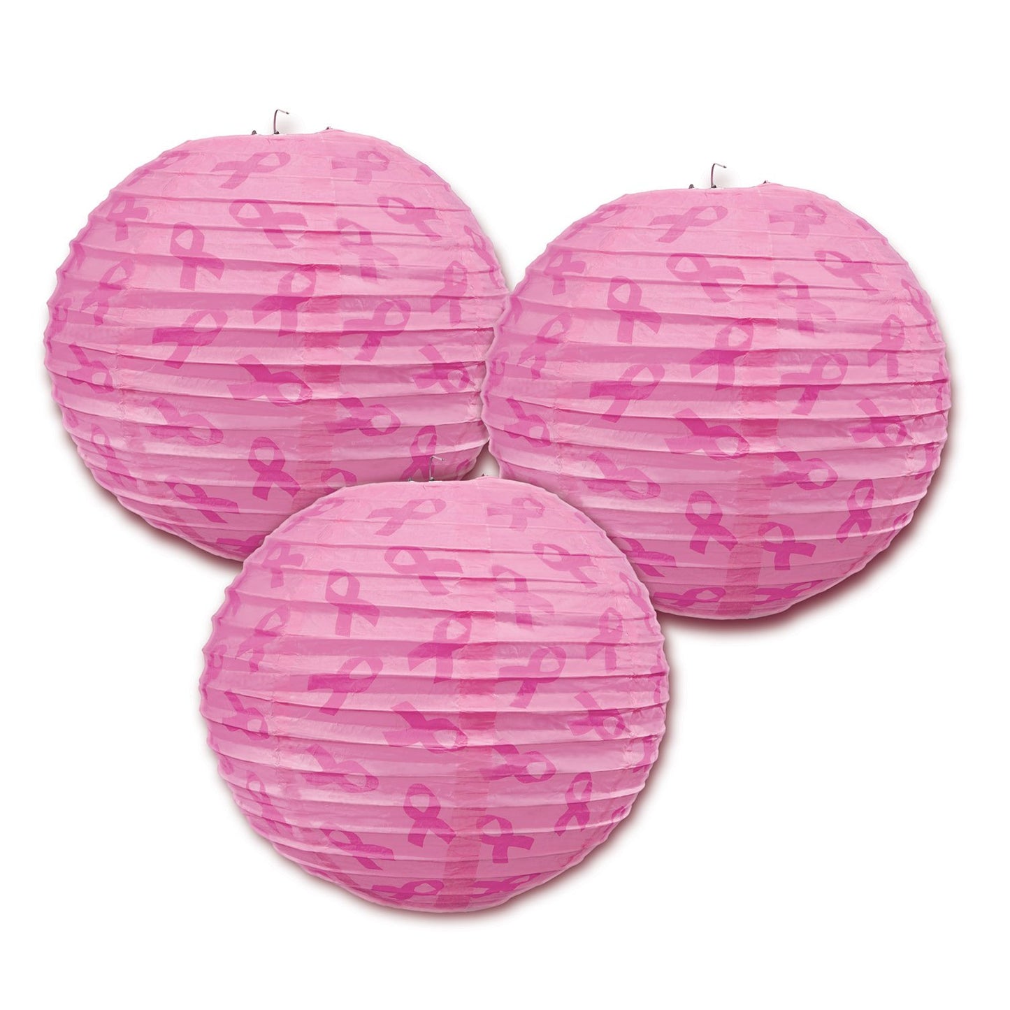 PINK RIBBON PAPER LANTERNS 3CT