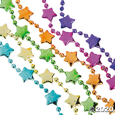 Metallic Neon Star Bead Necklaces