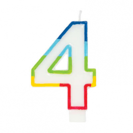 Rainbow Border Numeral Candle- #4