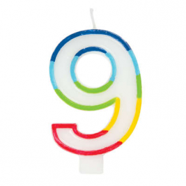 Rainbow Border Numeral Candle- 3 1/4"