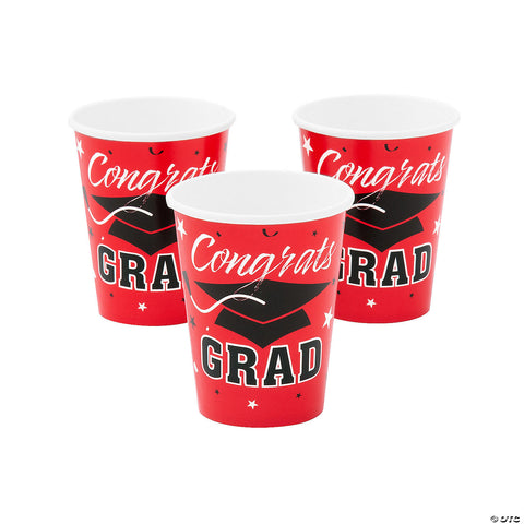 Red Congrats Grad Hot/Cold 9oz. Paper Cups