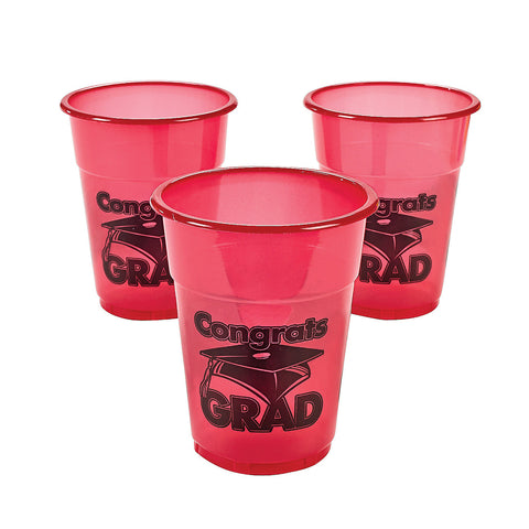 Red Congrats Grad 16oz. Plastic Cups