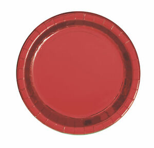 9" RED METALLIC PAPER PLATES