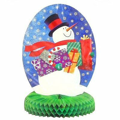 HONEYCOMB CHRISTMAS CENTERPIECE WITH SNOWMAN