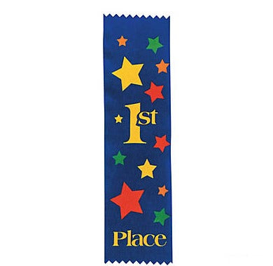 First "1st" Place Blue Satin Award Ribbons