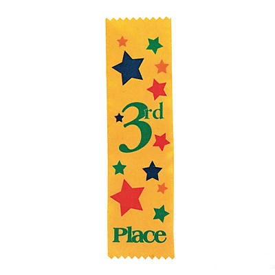 Third "3rd" Place Yellow Satin Award Ribbons