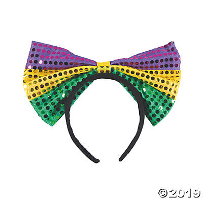 Sequin Mardi Gras Bow Headband