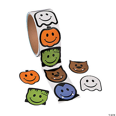 HALLOWEEN MONSTER SMILE FACE STICKER ROLL 100PCS