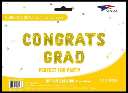 GOLD CONGRATS GRAD FOIL BALLOON BANNER