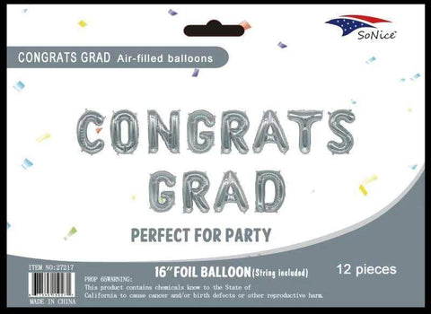 SILVER CONGRATS GRAD FOIL BALLOON BANNER