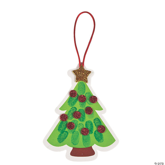 THUMBPRINT CHRISTMAS TREE ORNAMENT CRAFT KIT MAKES 12